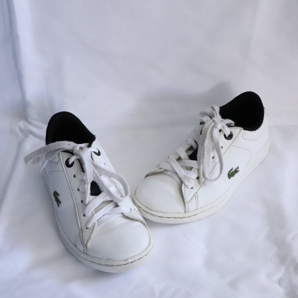 Lacoste Kids Sz 12 White‎ Carnaby Evo Unisex Lace Up Casual Trainer Sneakers